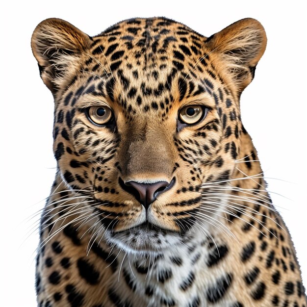 Ein Leopard mit schwarz-weißem Gesicht und blauem Hintergrund.