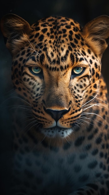 Ein Leopard mit schwarzem Hintergrund