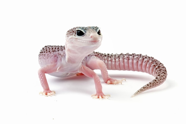 Ein Leopardgecko mit weißem Hintergrund