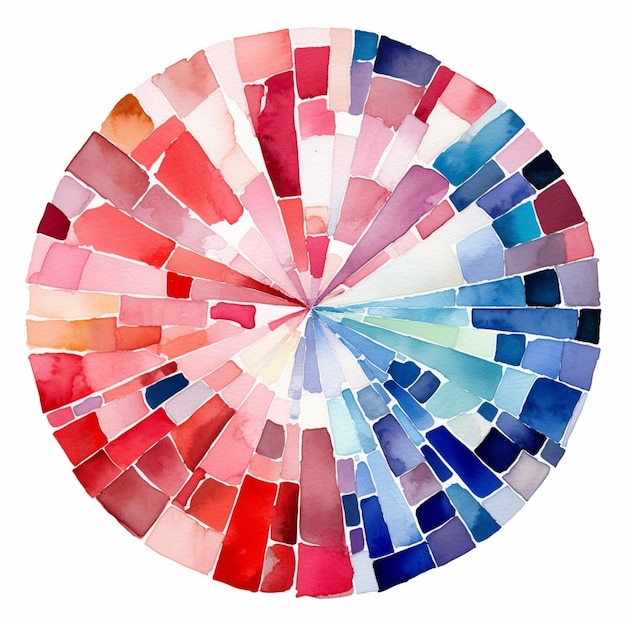 Ein leuchtend farbiger Farbkreis mit einem generativen KI-Hintergrund auf weißem Hintergrund