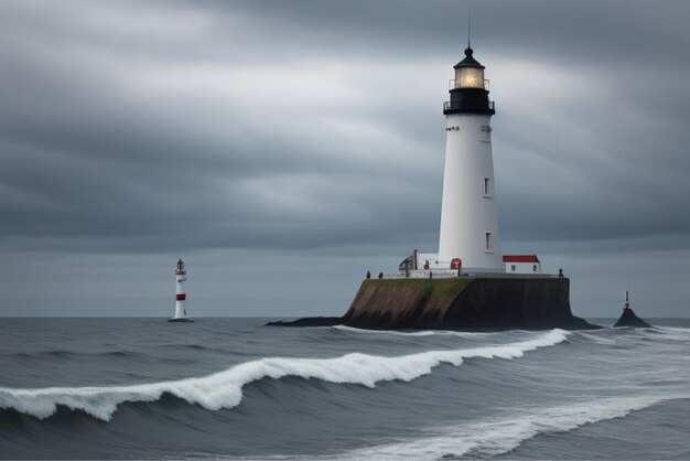 Foto ein leuchtturm im ozean