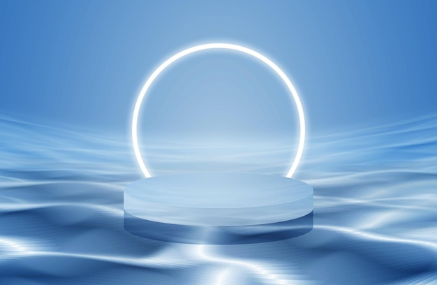 Ein Licht im Wasser mit einem runden Gegenstand in der Mitte, der Licht sagt
