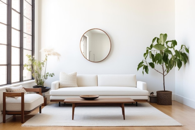Ein lichtgefülltes minimalistisches Wohnzimmer