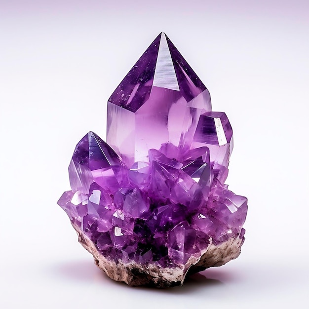 Foto ein lila amethyst auf weißem hintergrund