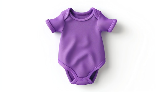 Ein lila Baby-Bodysuit mit kurzen Ärmeln Der Bodysuit ist aus weichem Baumwollgewebe gefertigt und hat einen Schnappverschluss an der Unterseite