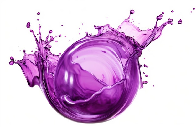 Ein lila Ball mit einem Wasserspritz
