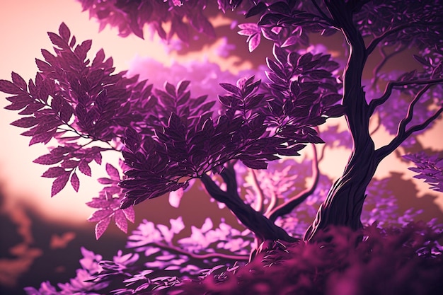 Ein lila Baum im Wald