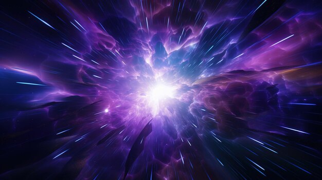 ein lila-blauer Stern mit den Worten "Licht" im Zentrum des Universums.
