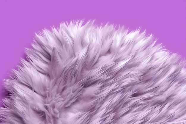 Ein lila Hintergrund mit flauschigem weißem Fell