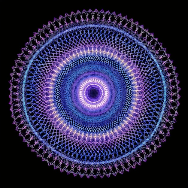 Ein lila Kreis mit einem blauen Kreis und der Mittelpunkt des Kreises ist von einem lila kreis umgeben