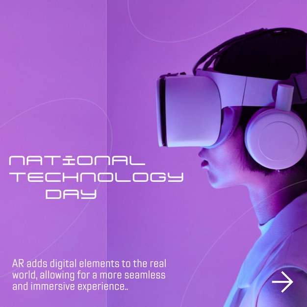 ein lila Poster für ein Ereignis, das als virtuelle Realität bezeichnet wird