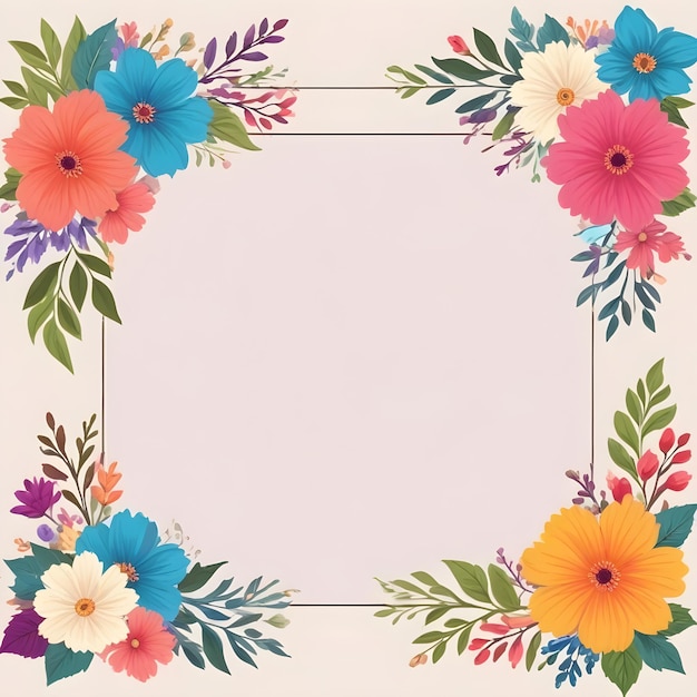 ein lila Rahmen mit Blumen und einem lila Hintergrund mit einem Platz für Text