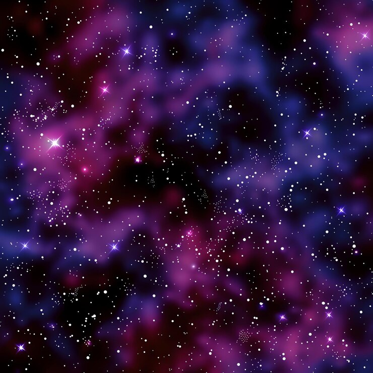 ein lila und lila Hintergrund mit Sternen und Galaxien im Hintergrund