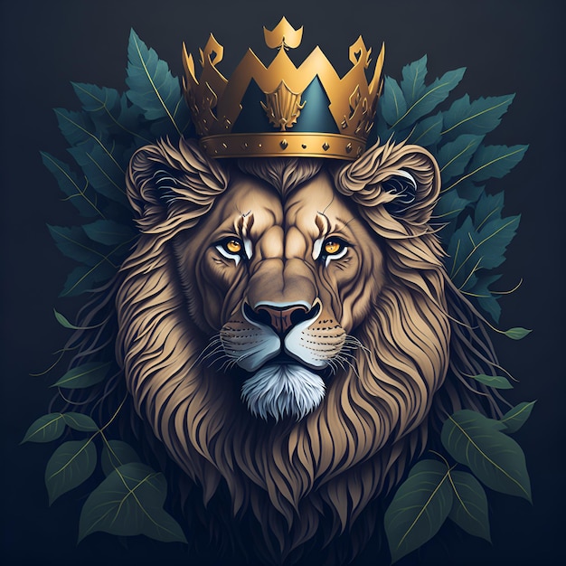 Ein Löwe mit einer Krone auf dem Kopf