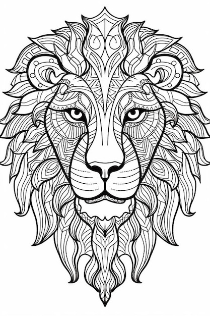 Ein Löwenkopf mit einem Muster auf seinem Gesicht, generative KI