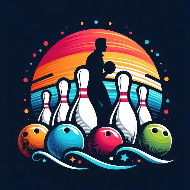 Ein Logo für ein Bowling-Sportteam mit einem Bowlingball