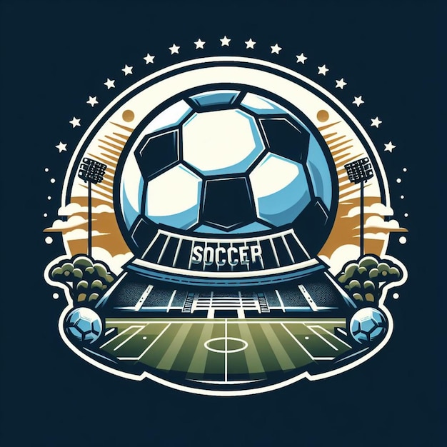 ein Logo für ein Fußballspiel mit einem Fußball und ein Logo für die Fußballmannschaft