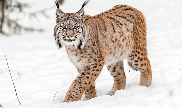 ein Luchs mit einem schwarz-weißen Pelzmantel