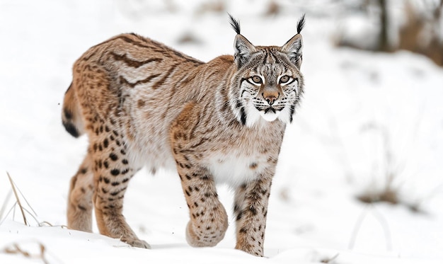 ein Luchs mit einem weißen Gesicht und schwarzen Markierungen auf seinem Gesicht