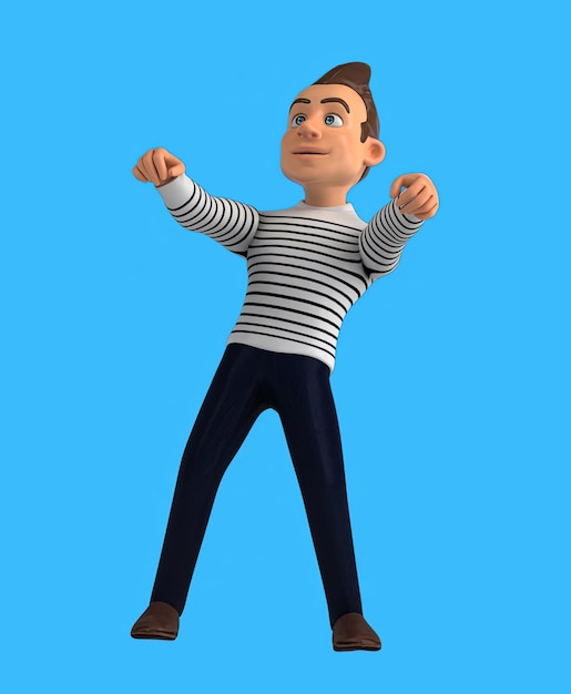 Ein lustiger 3D-Cartoon-Mann tanzt