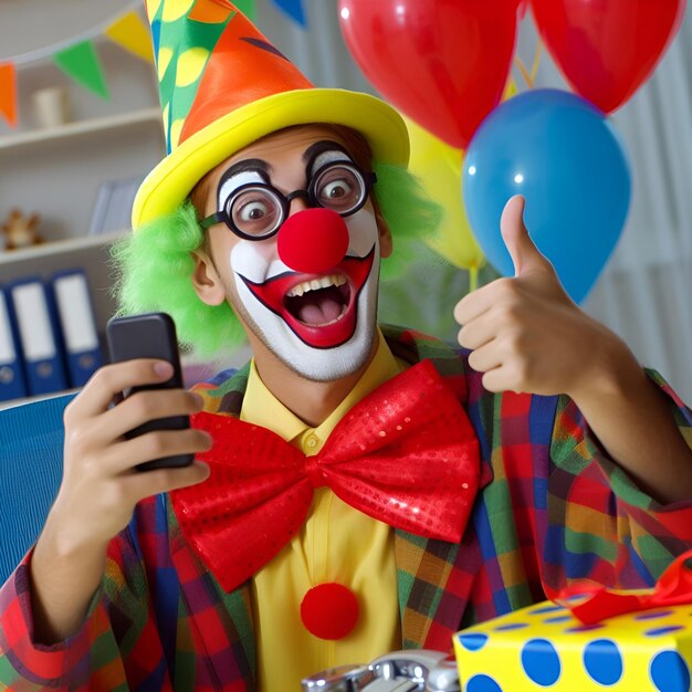 Foto ein lustiger clown am ersten april