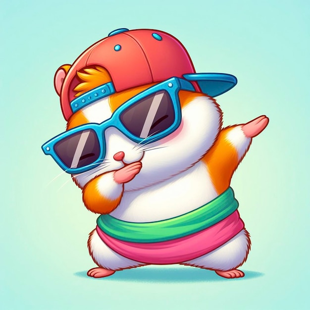 Foto ein lustiger hamster in bunter kleidung und sonnenbrille tanzt