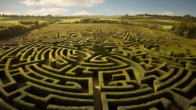 Ein lustiges Labyrinth auf einer Farm