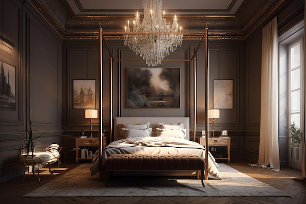 Ein luxuriöses Highend-Schlafzimmer mit Himmelbett