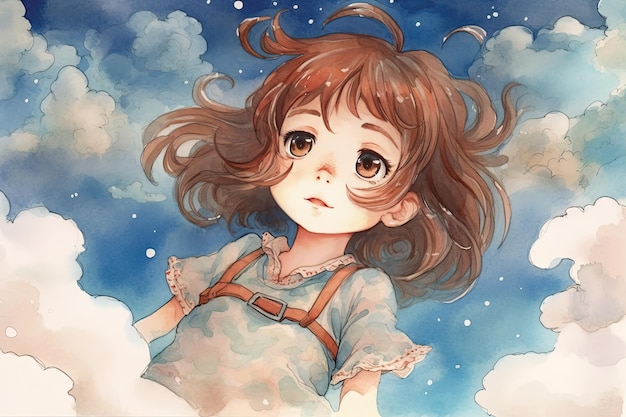 Ein Mädchen in den Wolken