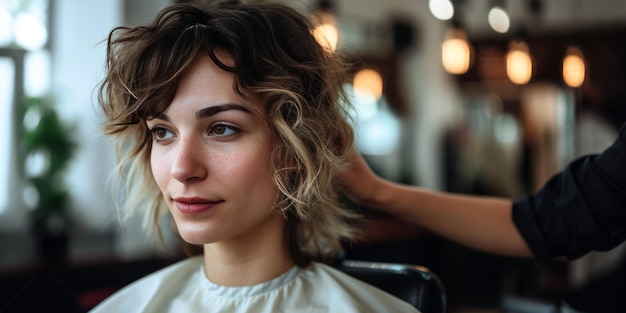 ein Mädchen in einem Friseur, das sich die Haare macht Generative KI