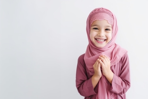 Ein Mädchen in rosa muslimischer Tracht