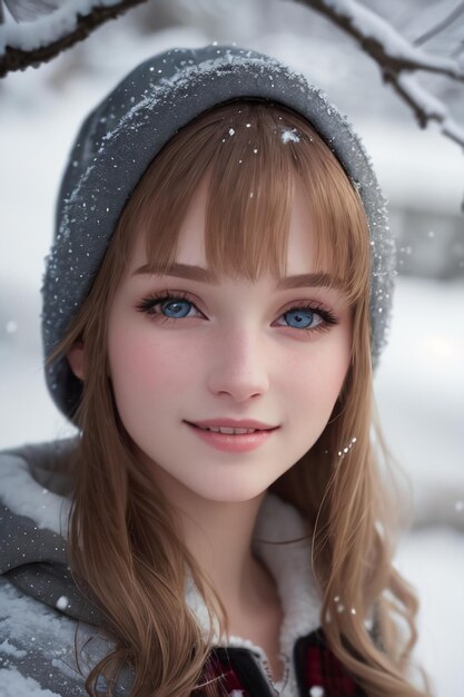 Ein Mädchen mit blauen Augen und einem Hut