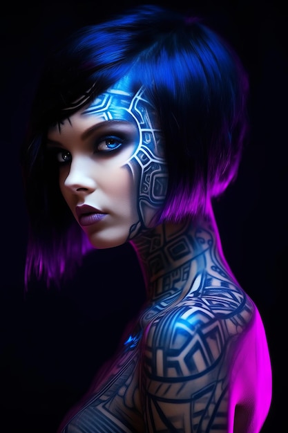 Ein Mädchen mit einem Tattoo im Gesicht