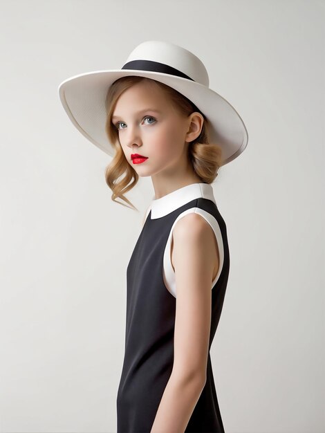 Ein Mädchen mit einem weißen Hut