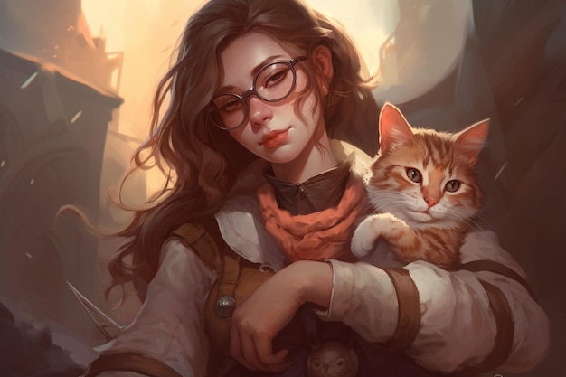 Ein Mädchen mit einer Katze im Arm