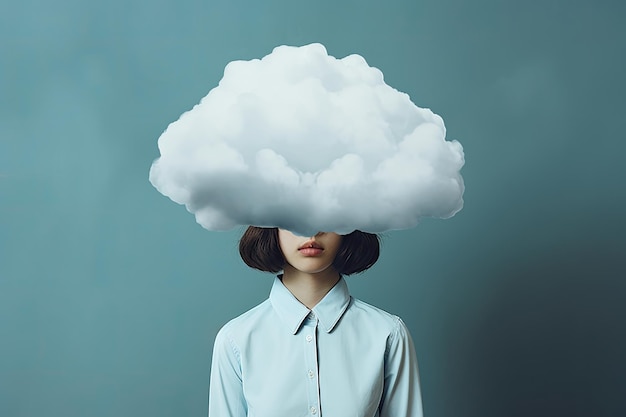 Ein Mädchen mit einer Wolke über dem Kopf