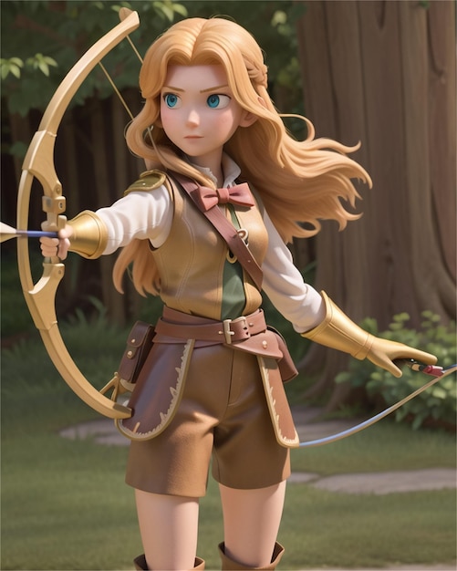 Ein Mädchen mit Pfeil und Bogen