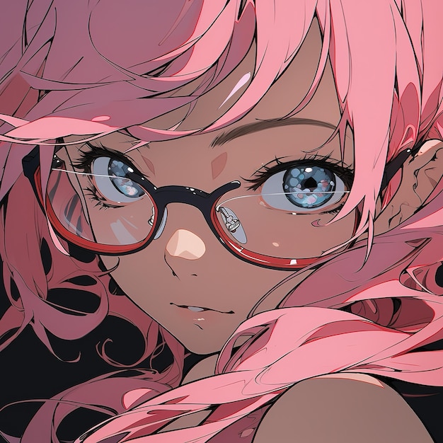 Ein Mädchen mit rosa Brille und blauem Auge blickt in die Kamera.