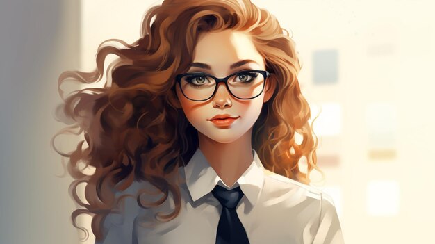 Ein Mädchen mit weißem Hemd und Brille