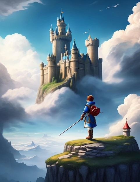 Ein magisches Königreich von Schlössern und Wolken, in dem ein tapferer junger Held ein kühnes Abenteuer aufnimmt.