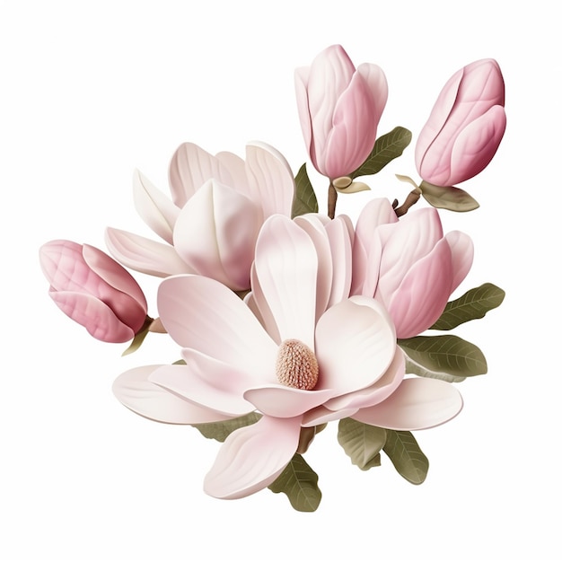 Ein Magnolienzweig mit rosa Blüten