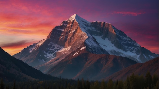 Ein majestätischer Berggipfel am Sonnenuntergang