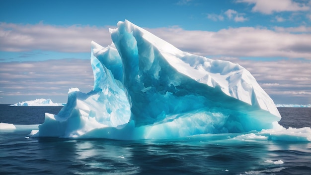 Ein majestätischer Eisberg, beleuchtet von den Sonnenstrahlen, der im eisigen arktischen Meer schwimmt. Ai-Bild