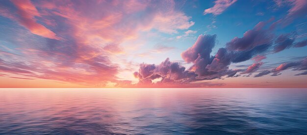 Ein majestätischer Sonnenuntergang über dem Ozean mit Wolken