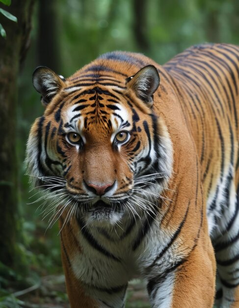 Ein majestätischer Tiger wandert durch den üppigen Wald