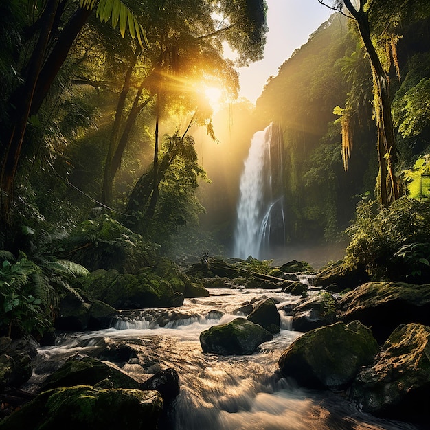 Ein majestätischer Wasserfall im üppigen Regenwald