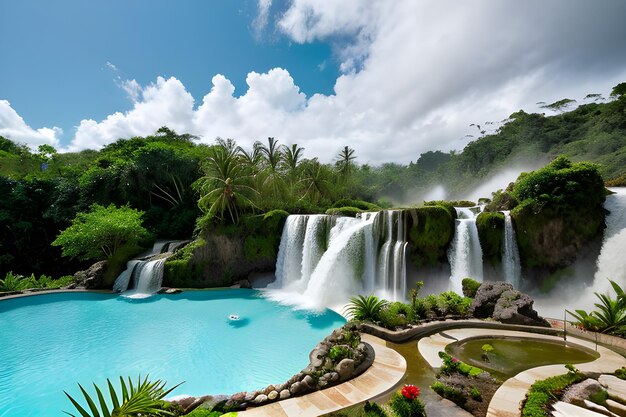Ein majestätischer Wasserfall in einer tropischen Waldlandschaft