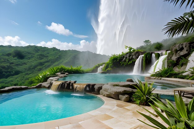 Ein majestätischer Wasserfall in einer tropischen Waldlandschaft