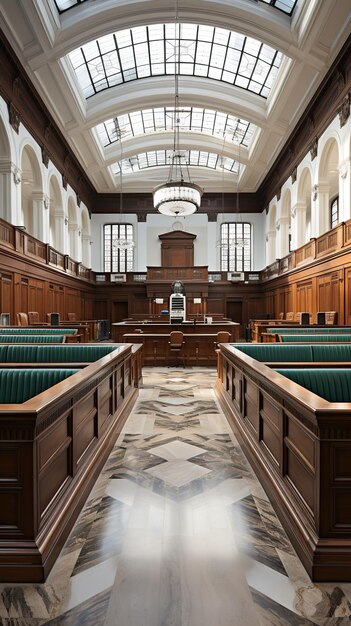 Ein majestätisches Innere des Gerichtssaals
