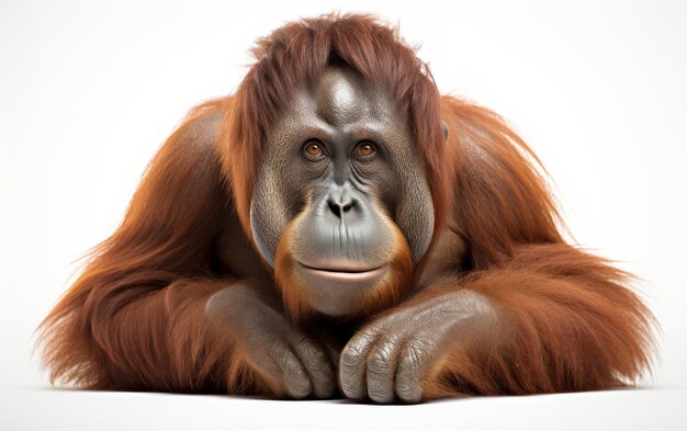 Ein majestätisches Orangutan-Porträt auf weißem Hintergrund